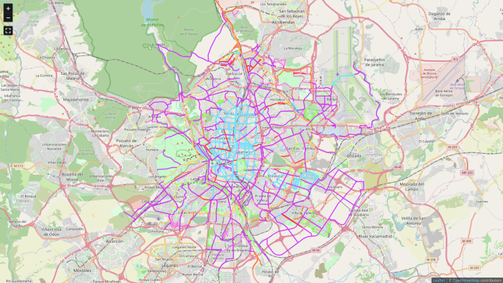 Mapa de vías ciclistas de Madrid